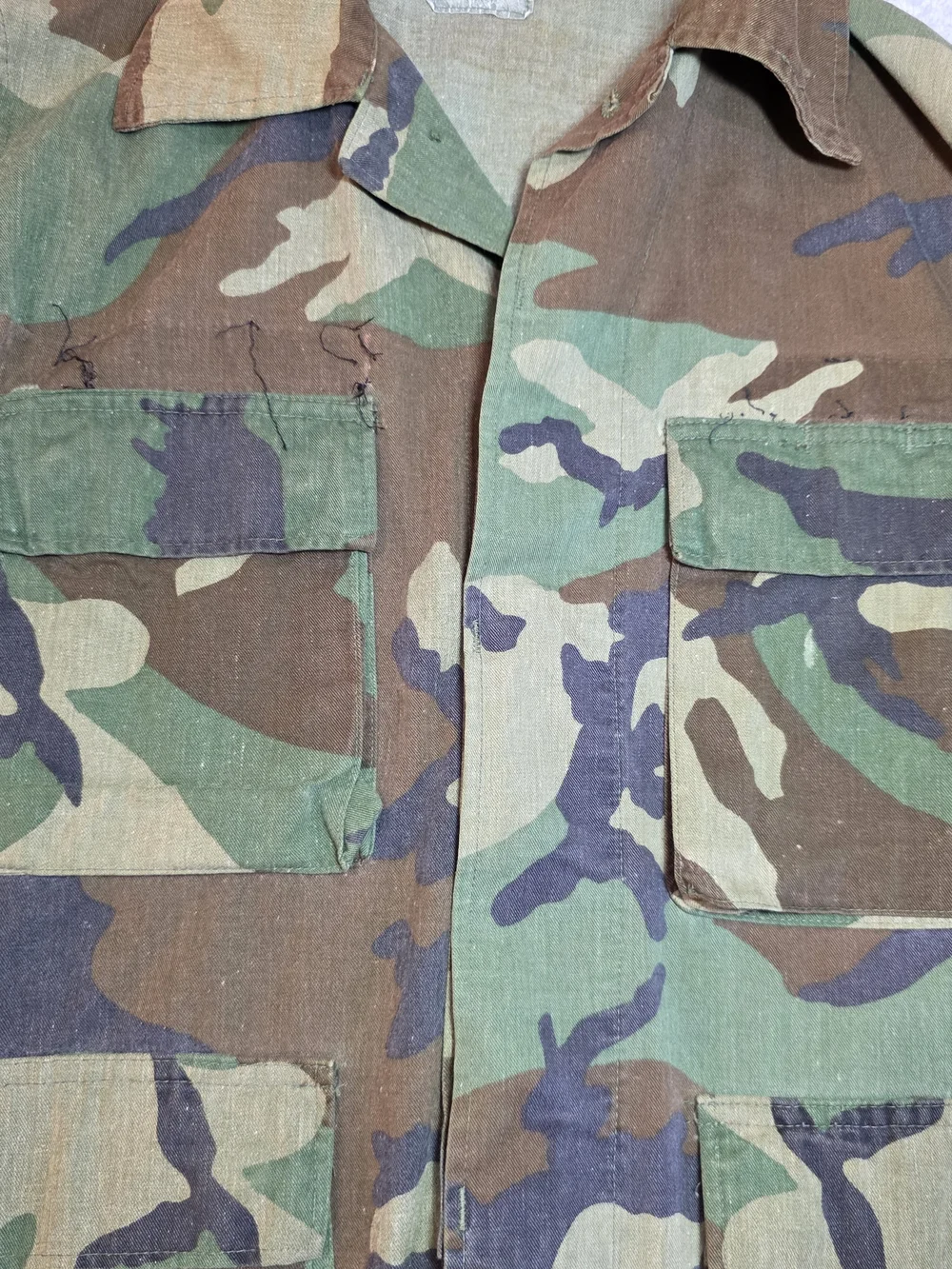 US Military Woodland Camo BDU Combat Coat Small Short